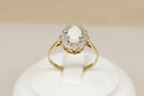 Pretty 9ct Gold Fire Opal & Diamond Cluster Ring – Birmingham 1989