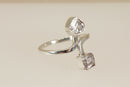 Silver & Crystal Duo Elongated Ring