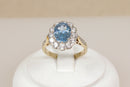 Pretty 9ct White & Yellow Gold Blue Topaz Cluster Ring – London 1998