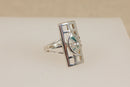 Stylish Kit Heath Sterling Silver & Blue Crystal Charles Rennie Mackintosh Style Ring