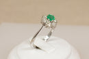 Exceptional 18ct White Gold Emerald & Diamond Cluster Ring – 0.60ct Diamonds