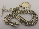 Heavy Antique Solid Silver Double Albert Watch Chain & Fob 16½ inch 1916