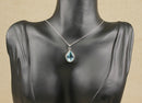 Silver & Topaz Pear Pendant & Chain