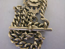 Victorian Antique Solid Sterling Silver Albert Pocket Watch Chain t-Bar & Fob Bir 1899