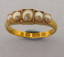 Victorian 15ct Gold 5 Stone Pearl Ring Birmingham 1891 Boxed