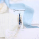 18ct White Gold Sapphire & Diamond 3 Row Half Eternity Ring