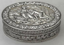 Continental Silver Oval Snuff Box. Imported London 1926, T. C. & Son Ltd. 1.5 troy ounces.