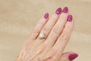 Pretty 9ct Gold Fire Opal & Diamond Cluster Ring – Birmingham 1989