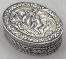 Continental Silver Oval Snuff Box. Imported London 1926, T. C. & Son Ltd. 1.5 troy ounces.