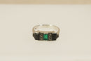 Silver Onyx & Chalcedony Art Deco Style Ring