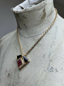 Vintage Christian Dior Art Deco Style Pendant Chain Necklace