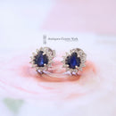 9ct White Gold Sapphire & Diamond Cluster Earrings