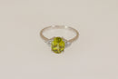 Stylish 18ct White Gold Peridot & Diamond Ring – Birmingham Hallmarked