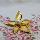Vintage Gold-Tone & Faux Pearl Flower Brooch
