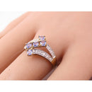 9ct Gold Tanzanite & Diamond Ring – Princess Cut Cluster – Size P½