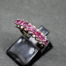 9ct ruby/diamond three row half eternity ring