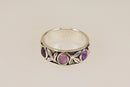 Stylish Sterling Silver & Amethyst Studio Art Nouveau Style Band Ring