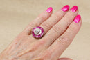 Impressive Sterling Silver, Lab Created Ruby & Clear Crystal Statement Ring