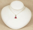 9ct Gold Pink Tourmaline & Diamond Pendant & Chain