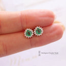 9ct Emerald & Diamond Cluster Earrings