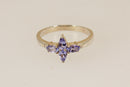 Elegant Sterling Silver & Blue Iolite Flower Ring