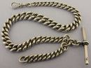 Heavy Antique Solid Sterling Silver Albert Pocket Watch Chain & T-Bar Bir 1901