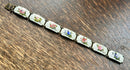 Modern Mid Century Theodore Olsen Eftf Sterling Silver Gilt Flower Guilloch Enamel Panel Bracelet