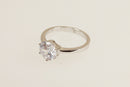 Silver and Clear Crystal Solitaire Ring