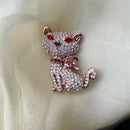 Butler and Wilson Cat with Pink Bow Brooch
