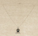 Antique Art Nouveau Large Hematite Pendant & Chain