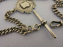 Victorian Solid Sterling Silver Albert Pocket Watch Chain t-Bar & Fob Bir 1896
