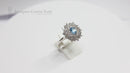 18ct White Gold Blue Topaz & Diamond Cluster Ring