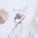 18ct White Gold Pink Sapphire & Diamond Cluster Ring