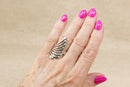 Large Sterling Silver Abstract Fan Statement Ring