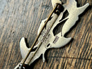 Modern Mid Century Scandinavian Erik Magnussen Sterling Silver Hand Painted Enamel Flying Geese Brooch