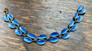 Modern Mid Century David Anderson Sterling Silver Gilt Cobalt Blue Enamel Leaf Bracelet