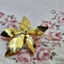Vintage Gold-Tone & Faux Pearl Flower Brooch