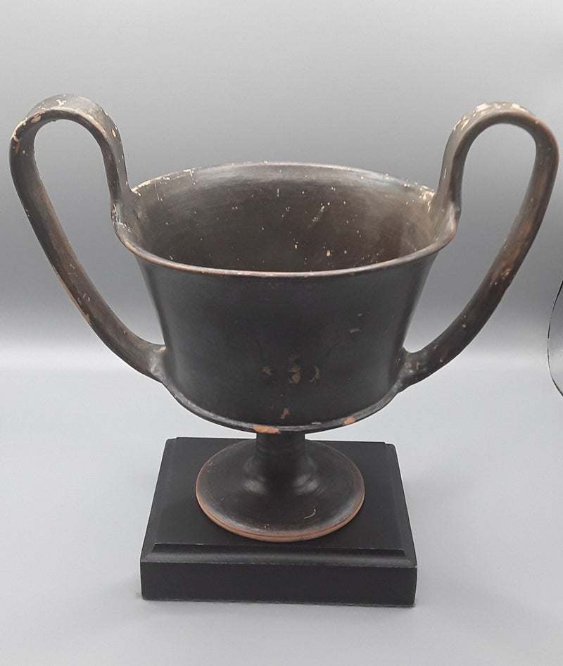 An Ancient Greek ,South Italian, Decorated Blackware Kantharos Drinking Vessel.