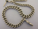 Heavy Antique Solid Sterling Silver Albert Pocket Watch Chain & T-Bar Bir 1901