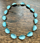 Modern Mid Century Hans Myhre Sterling Silver Gilt Sea Spray Blue Enamel Necklace
