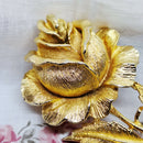 Vintage Large Gold Tone Rose Brooch