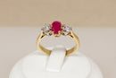 Stunning & Classic 18ct Gold Ruby & Diamond Trilogy Ring – Birmingham 2000