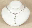 Silver Blue Topaz & Quartz Floral Statement Necklet