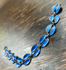 Modern Mid Century David Anderson Sterling Silver Gilt Cobalt Blue Enamel Leaf Bracelet