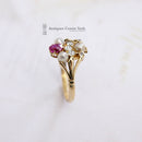 Victorian 18ct Ruby, Diamond & Natural Pearl Cluster Ring
