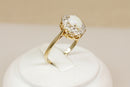 Pretty 9ct Gold Fire Opal & Diamond Cluster Ring – Birmingham 1989
