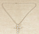 Silver & Moonstone Cross Pendant & 'Prine of Wales' Silver Chain