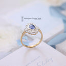 Deco Style 18ct Sapphire & Diamond Cluster Ring