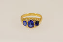 Edwardian 18ct Gold Blue Paste & Topaz Trilogy Ring Chester Hallmark