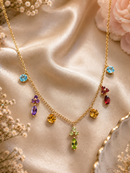 9ct Gold Multi Gemstone Belcher Chain Necklace